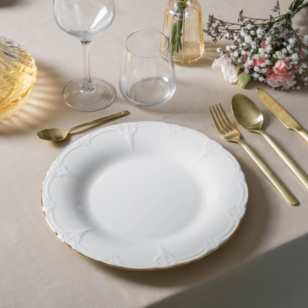 ASSIETTE RETRO BORD DORE 21 CM